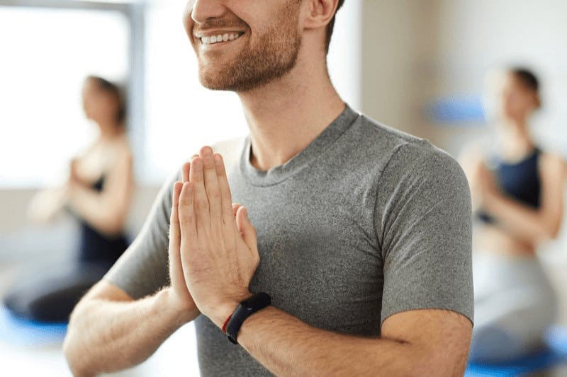 Anjali Mudra is the hand position of bringing the palms together at the heart center. It is used in many asanas, including Prayer Pose.