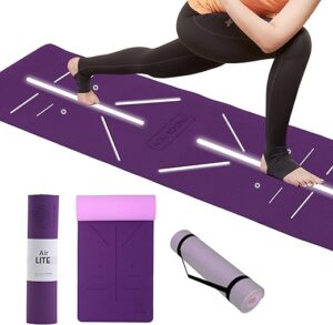 6mm Yoga Mat with Alignment Lines & Free Strap