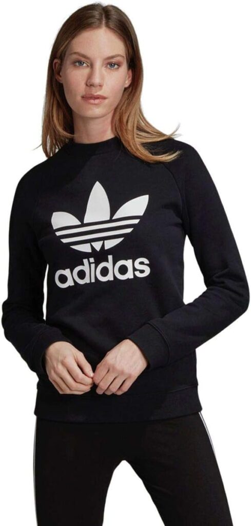 adidas Trefoil Crewneck Sweatshirt, Black, XX-Small