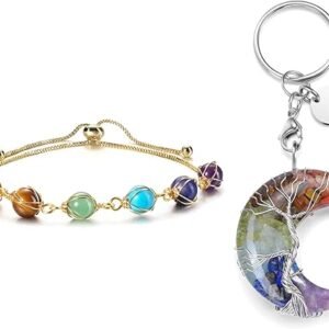 Chakra Bracelet and Crystal Keychain Bundle