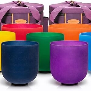 Chakra Crystal Singing Bowls Set with Cases