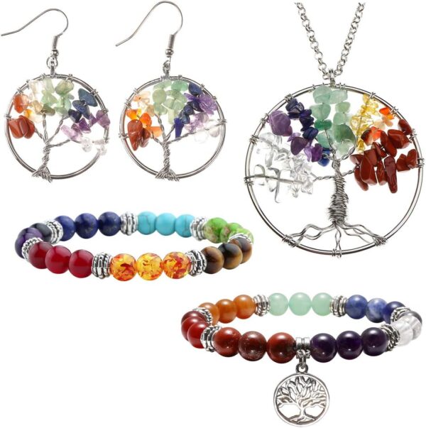 Chakra Tree Gemstone Jewelry Set