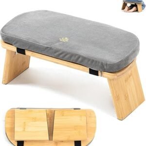 Foldable Bamboo Meditation Bench with Cushion