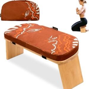 Foldable Bamboo Meditation Bench with Cushion