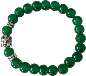 Green Jade Buddha Beads Stretch Bracelet