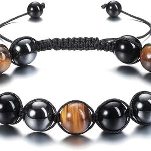 Jovivi Hematite Black Obsidian Bracelet