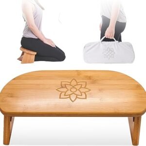 Portable folding bamboo meditation bench