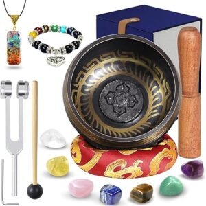 Tibetan Singing Bowl Set with Chakra Accessories