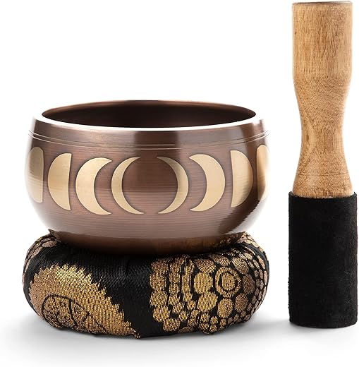 Tibetan Singing Bowl Set with Moon Design