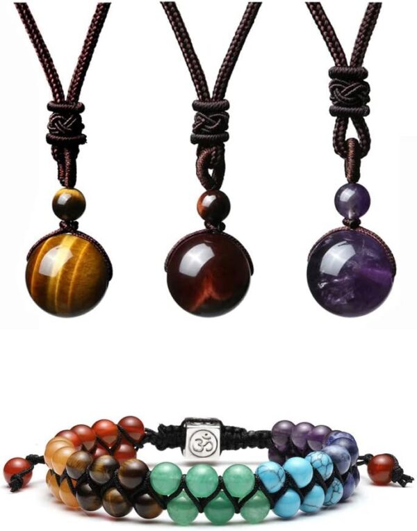 Tigers Eye Necklace Bundle with Chakra Bracelet