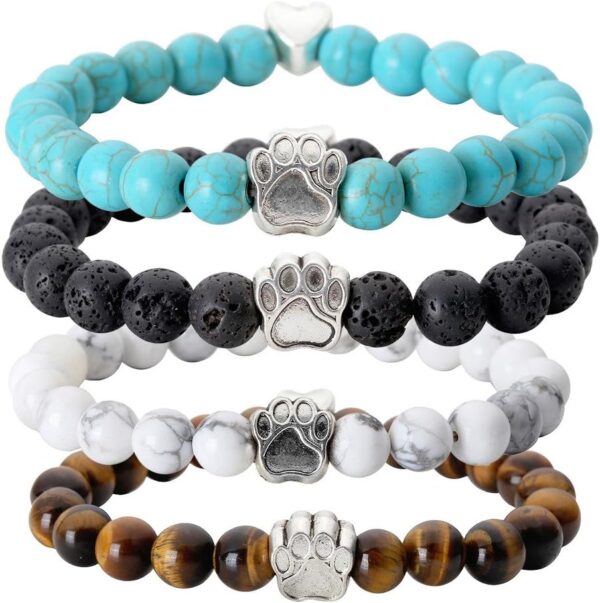 Vintage Stone Dog Paw Charm Bracelets