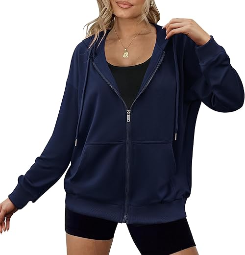 Zeagoo Women's Zip-Up Oversized Sweatshirt